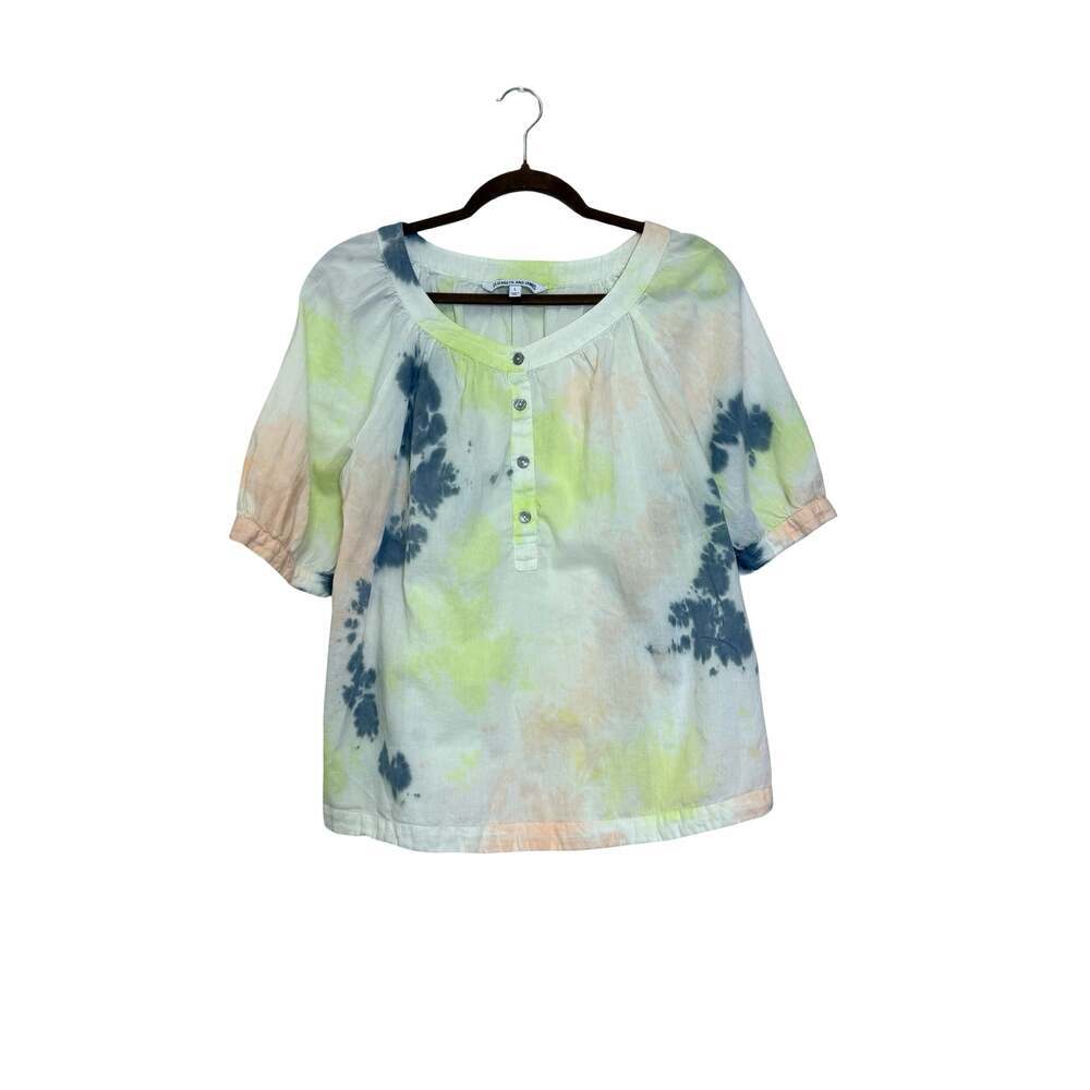 Elizabeth and James Women's Tie-Dye Cotton Button-Front Blouse Size L